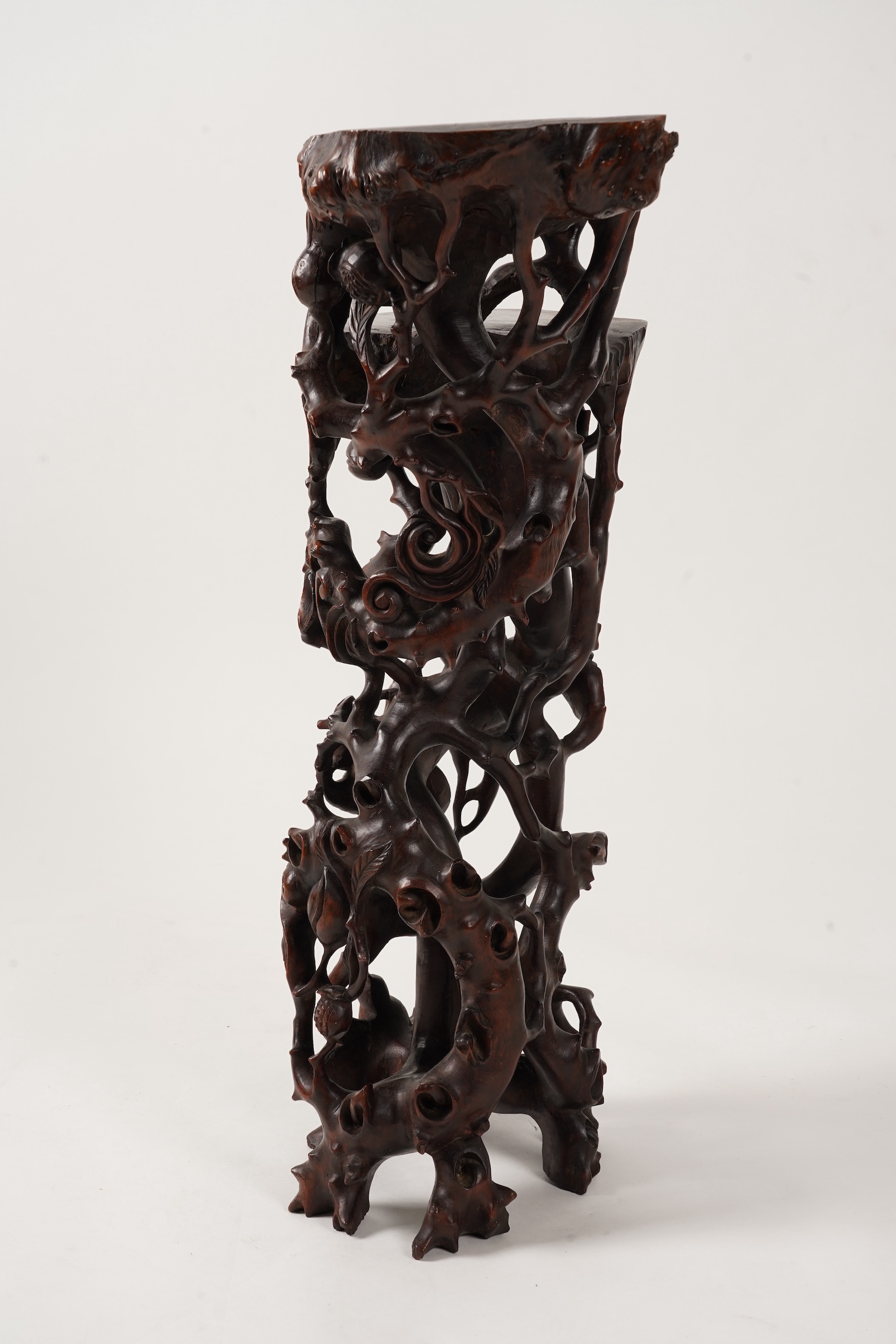 A Chinese rootwood tiered stand, 19th century